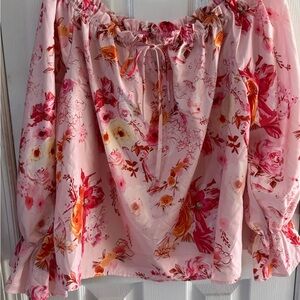 Chic Floral Off-Shoulder Blouse in Pink